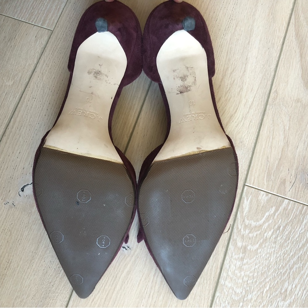 J. Crew Elsie Suede D’orsay Pumps with Fringe in Burgundy Made in Italy - Picture 4 of 7